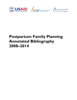 Postpartum Family Planning Annotated Bibliography 2008–2014