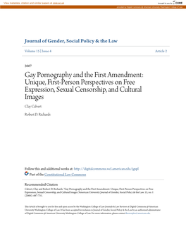 Gay Pornography and the First Amendment: Unique, First-Person Perspectives on Free Expression, Sexual Censorship, and Cultural Images Clay Calvert