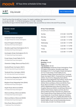 87 Bus Time Schedule & Line Route