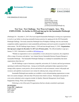 Check out the 2018 Sustainable Pittsburgh Challenge Press Release