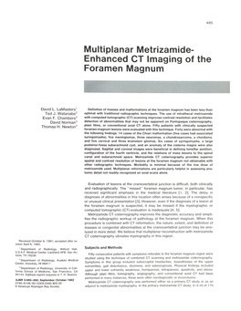 Enhanced CT Imaging of the Foramen Magnum