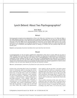 Lynch Debord: About Two Psychogeographies1