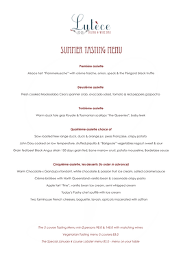 Summer Tasting Menu