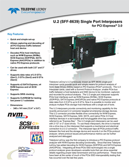 SFF-8639) Single Port Interposers for PCI Express® 3.0