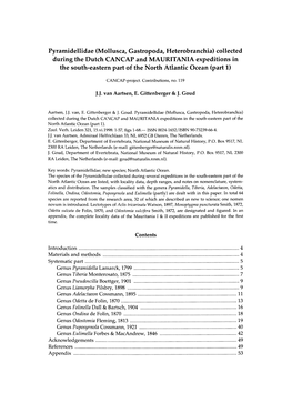 Collected During the Dutch CANCAP and MAURITANIA Expeditions in the South-Eastern Part of the North Atlantic Ocean (Part 1)