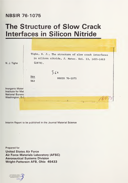 The Structure of Slow Crack Interfaces in Silicon Nitride