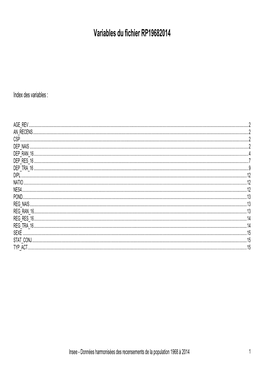 Variables Du Fichier RP19682014