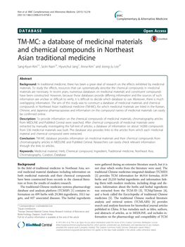 A Database of Medicinal Materials and Chemical Compounds in Northeast