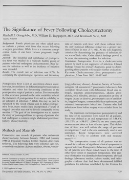 The Significance of Fever Following Cholecystectomy Mitchell J