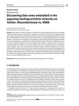 Discovering Fake News Embedded in the Opposing Hashtag Activism Networks on Twitter: #Gunreformnow Vs