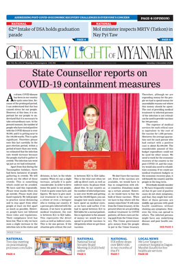 State Counsellor Reports on COVID-19 Containment Measures