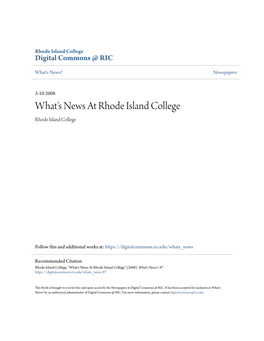 What's News at Rhode Island College Rhode Island College