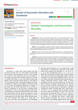 Alcohol Consumption and Pancreatitis Mortality