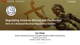 Regulating Uranium Mining and Production Part of a National Nuclear Regulatory Statute