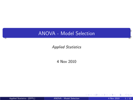 ANOVA - Model Selection