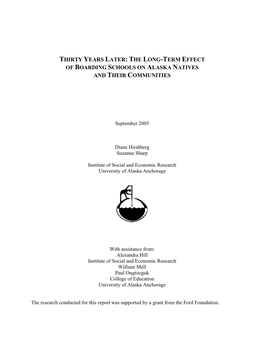 Thirty Years Later: the Long-Term Effect of Boarding Schools on Alaska Natives and Their Communities