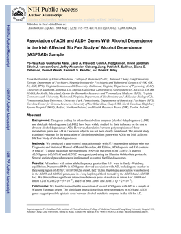 NIH Public Access Author Manuscript Alcohol Clin Exp Res