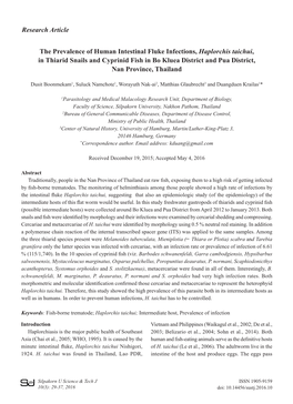 Research Article the Prevalence of Human Intestinal