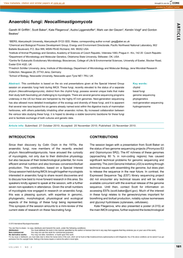 A R T IC L E Anaerobic Fungi: Neocallimastigomycota