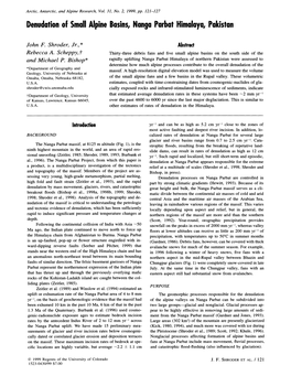 Denudation of Small Alpine Basins, Nanga Parbat Himalaya, Pakistan