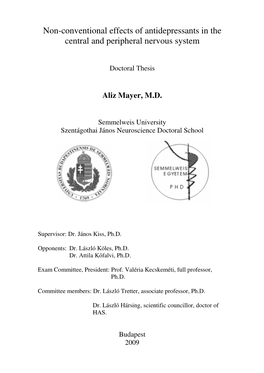 Non-Conventional Effects of Antidepressants in the Central and Peripheral Nervous System