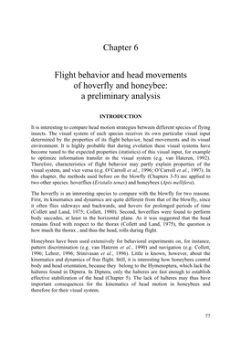 Chapter 6 Flight Behavior and Head Movements of Hoverfly and Honeybee