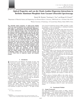 Optical Properties and Van Der Waals-London Dispersion