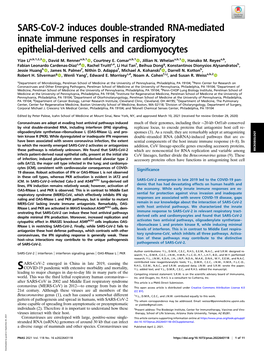 SARS-Cov-2 Induces Double-Stranded RNA-Mediated Innate Immune Responses in Respiratory Epithelial-Derived Cells and Cardiomyocytes