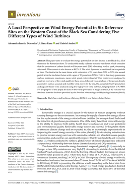 A Local Perspective on Wind Energy Potential in Six Reference Sites on the Western Coast of the Black Sea Considering Five Different Types of Wind Turbines