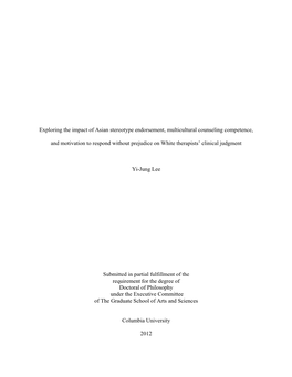 Exploring the Impact of Asian Stereotype Endorsement, Multicultural Counseling Competence, and Motivation to Respond Without