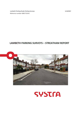 Lambeth Parking Surveys – Streatham Report