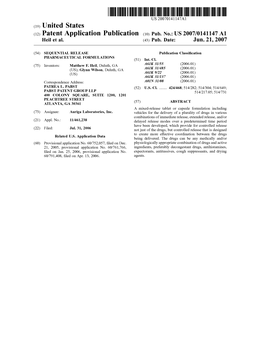 (12) Patent Application Publication (10) Pub. No.: US 2007/0141147 A1 Heil Et Al