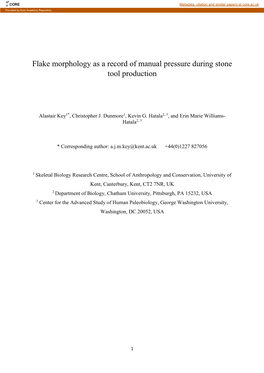 Flake Morphology As a Record of Manual Pressure During Stone Tool Production