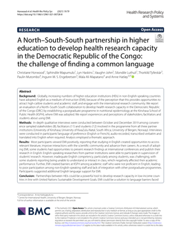 A North–South-South Partnership in Higher Education to Develop Health