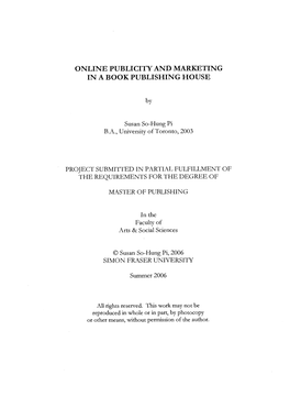 Online Publicity and Marketing I N a Book