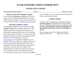 Utah Conservation Community Legislative Update