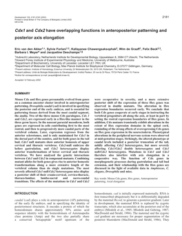 Mouse Cdx Genes and Axial Patterning 2183 Transheterozygous Offspring