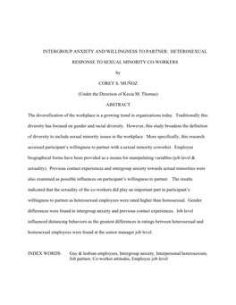 Intergroup Anxiety and Willingness to Partner: Heterosexual