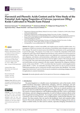 Flavonoid and Phenolic Acids Content and in Vitro Study of the Potential Anti-Aging Properties of Eutrema Japonicum (Miq.) Koidz Cultivated in Wasabi Farm Poland