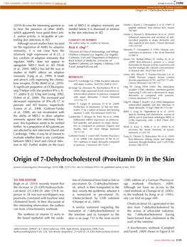 Origin of 7-Dehydrocholesterol (Provitamin D) in the Skin