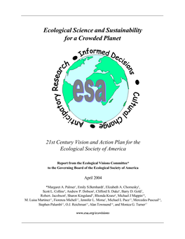 Ecological Science and Sustainability for a Crowded Planet