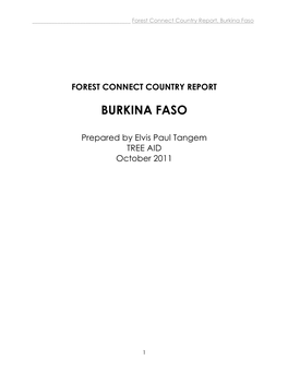 Forest Connect Country Report Burkina Faso