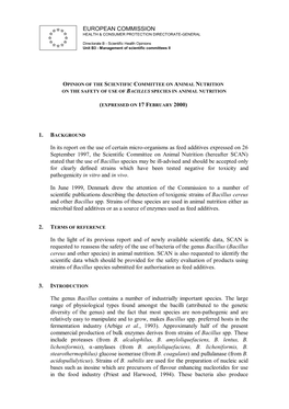 Bacillus Species in Animal Nutrition