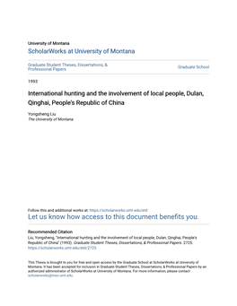 International Hunting and the Involvement of Local People, Dulan, Qinghai, People's Republic of China