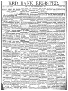 VOLUME XXXI. NO. 50. RED BANK, N. J.. WEDNESDAY, JUNE 2, 1909. J S •A M1SSIOHAKY CONVENTION