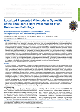 Localized Pigmented Villonodular Synovitis of the Shoulder, Acta Med Port 2013 Jul-Aug;26(4):459-462