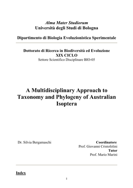 A Multidisciplinary Approach to Taxonomy and Phylogeny of Australian Isoptera