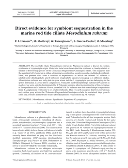 Direct Evidence for Symbiont Sequestration in the Marine Red Tide Ciliate Mesodinium Rubrum