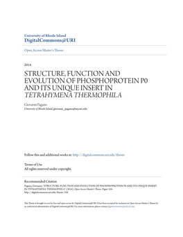 Structure, Function and Evolution Of