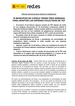 78 Municipios De Cuenca Tienen Tres Semanas Para Adaptar Las Antenas Colectivas De Tdt